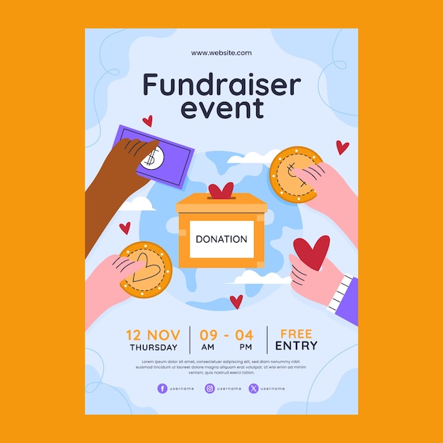 Free vector fundraising event poster template