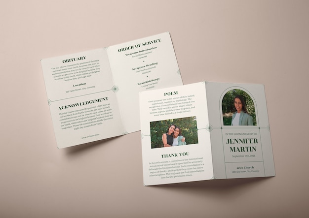 Funeral bifold brochure template design