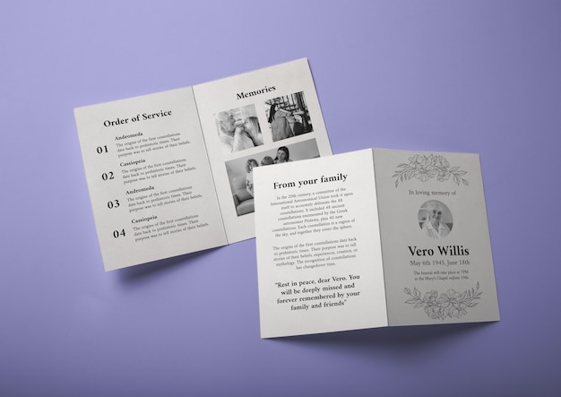 Free Vector funeral  brochure template design