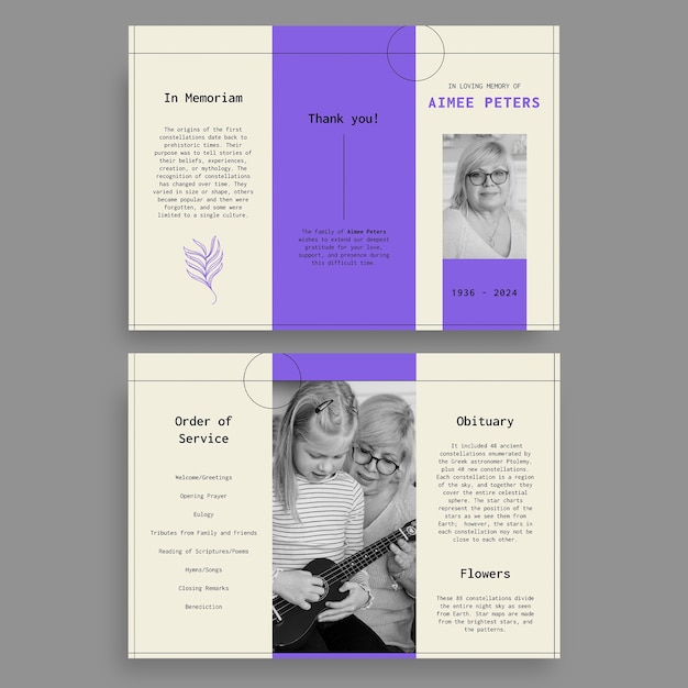 Funeral  trifold brochure design template