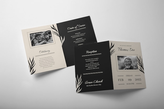 Free vector funeral  trifold brochure design template