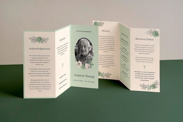 Free Vector funeral trifold brochure template design