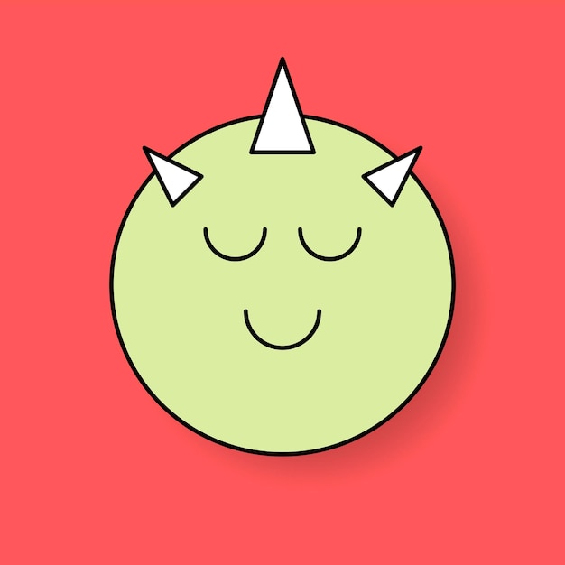 Funky green monster unicorn emoji sticker vector