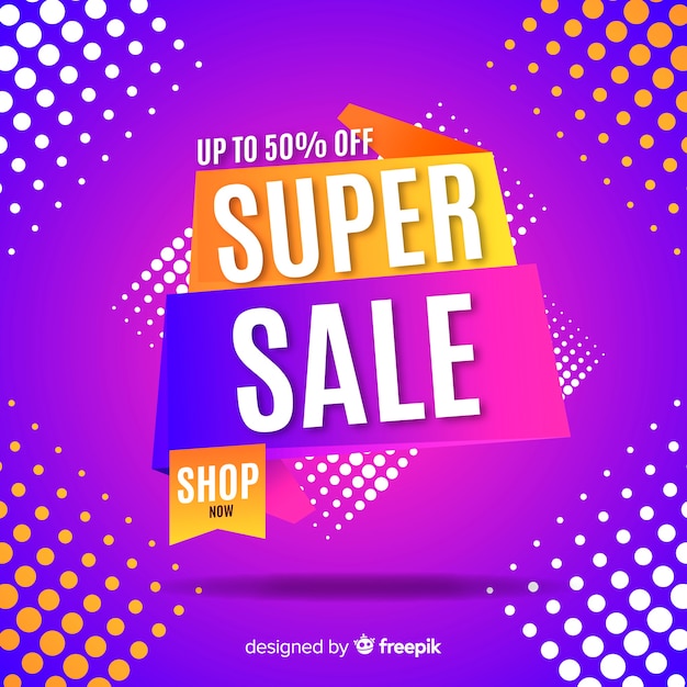 Funky super sale banner concept