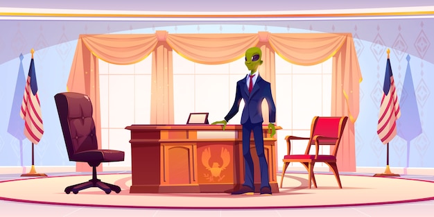 Free Vector funny alien business man or president in office