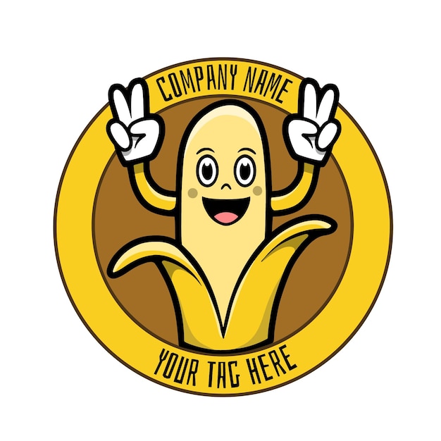 Free vector funny banana character logo