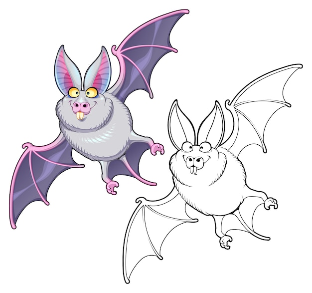 Free Vector funny bat in both colored and black white versions