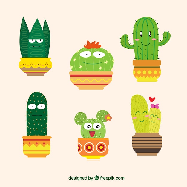 Free Vector funny cactus collection