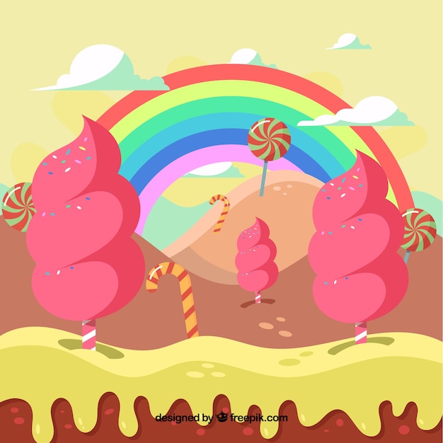 Free Vector funny candy landscape background