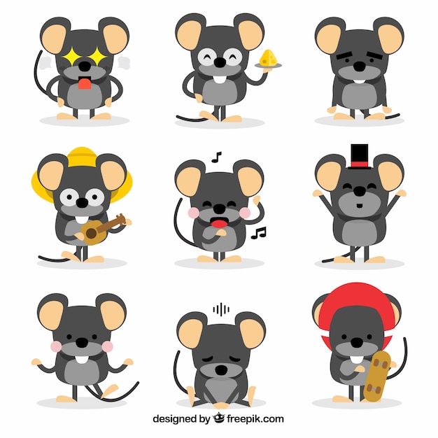 Funny cartoon mice collection