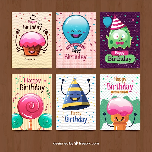 Funny character birthday cards collection