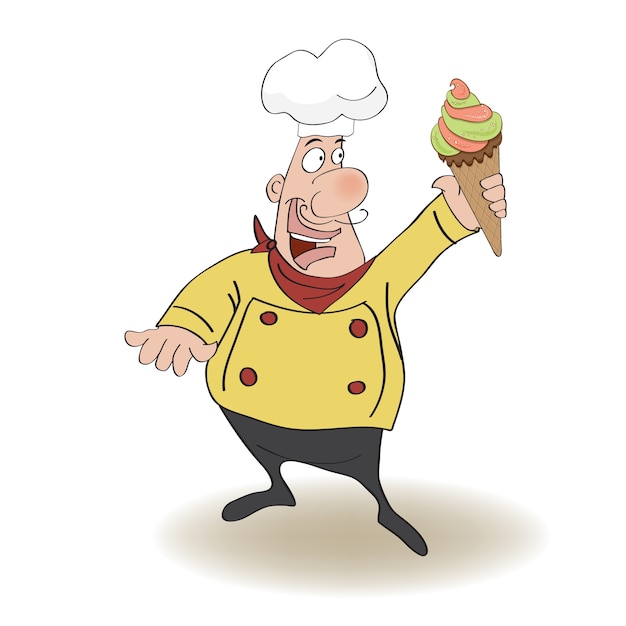 Free Vector funny chef with icecream