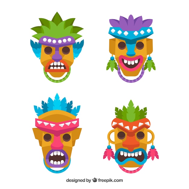 Funny colorful tiki masks