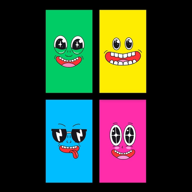 Free Vector funny cool cartoon face mobile wallpaper