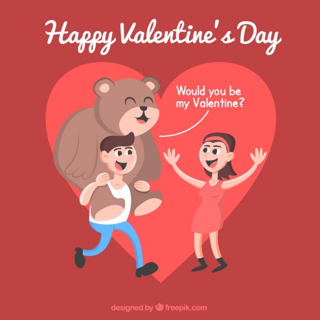 Free Vector funny couple celebrating valentines day