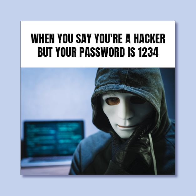 Free Vector funny fake hacker meme template