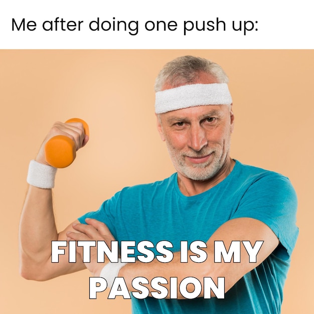 Free Vector funny fitness is my passion meme