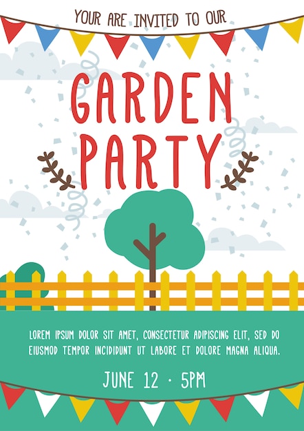 Free Vector funny garden party invitation