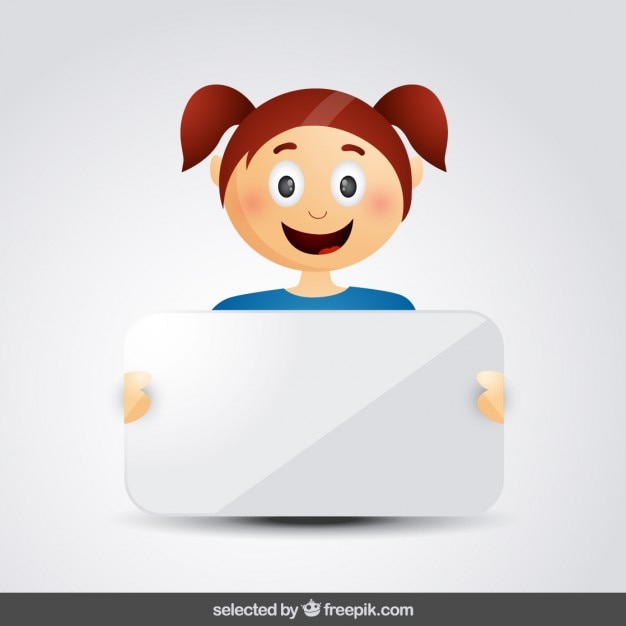 Free Vector funny girl with banner