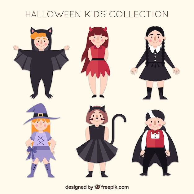 Free Vector funny girls with halloween costumes