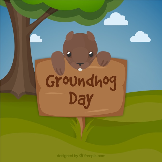 Free Vector funny groundhog background