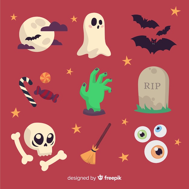 Funny halloween elements collection