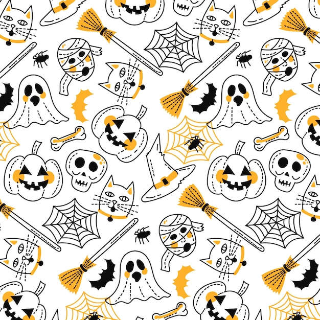 Funny Hand drawn Halloween Pattern