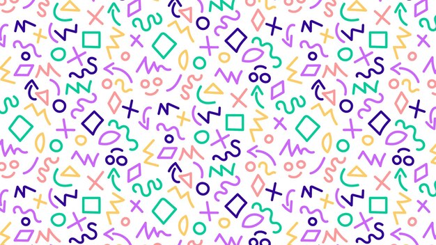 A funny hand-drawn pattern of doodles