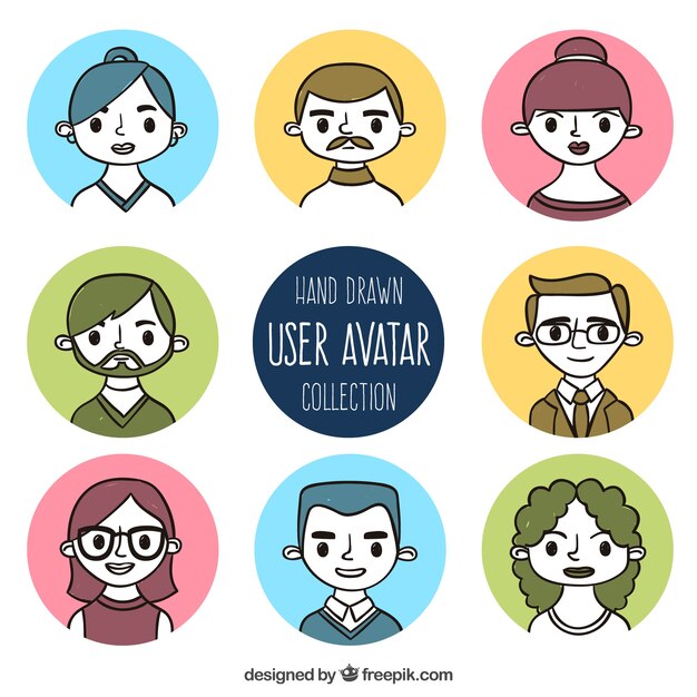 Funny hand drawn people avatars