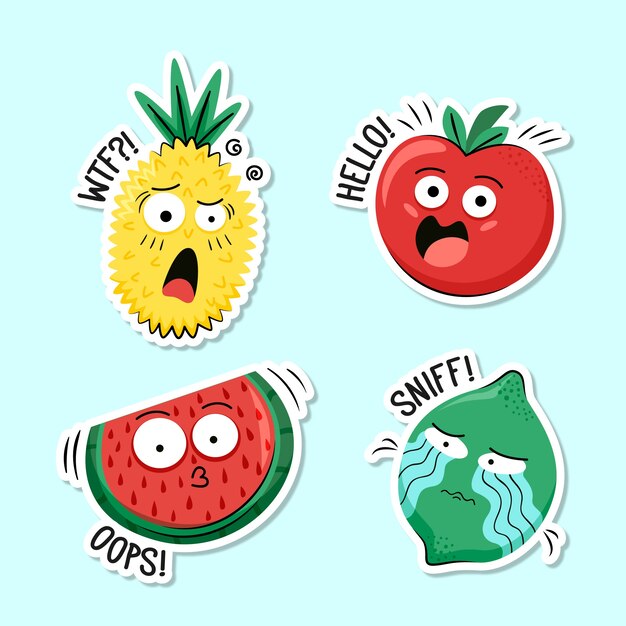 Funny hand-drawn sticker collection