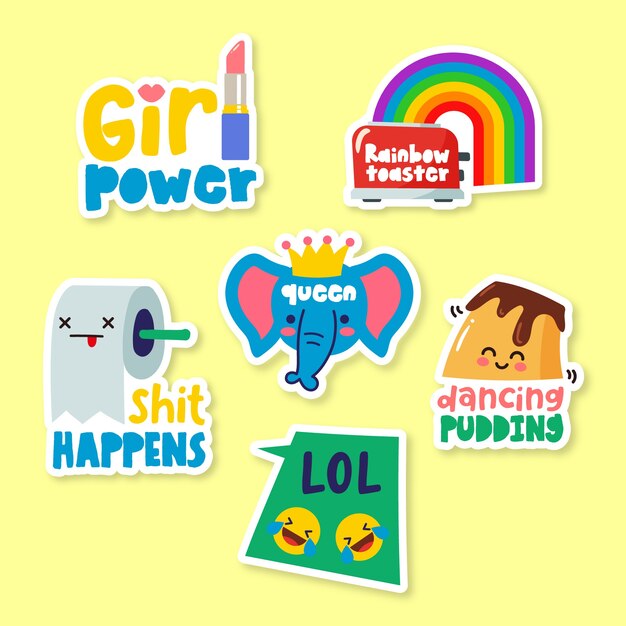 Funny hand-drawn sticker set