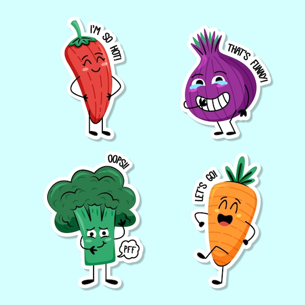 Funny hand-drawn sticker set