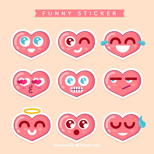 Funny heart stickers