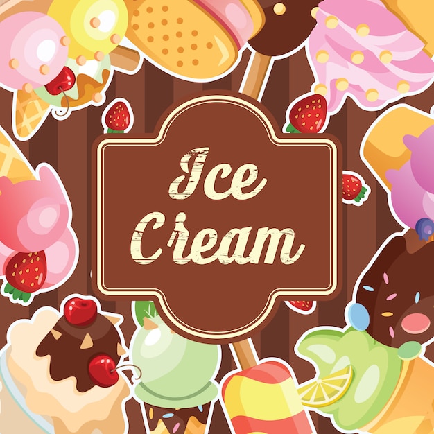 Funny ice cream background.