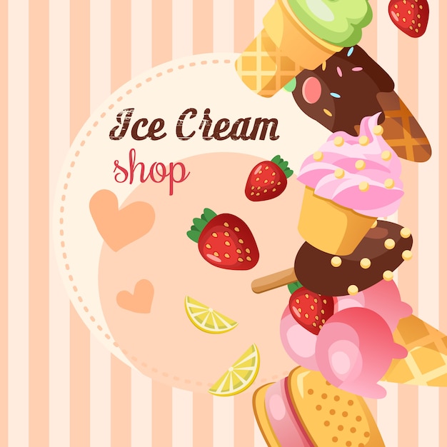 Funny ice cream background. 