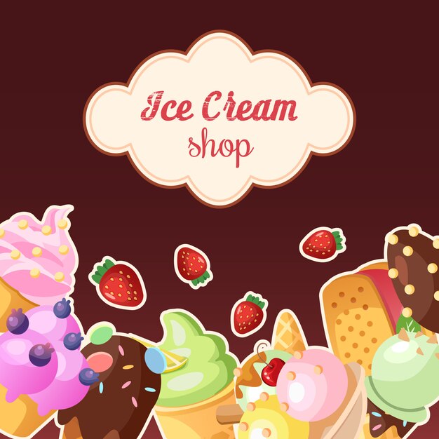 Funny ice cream background. 