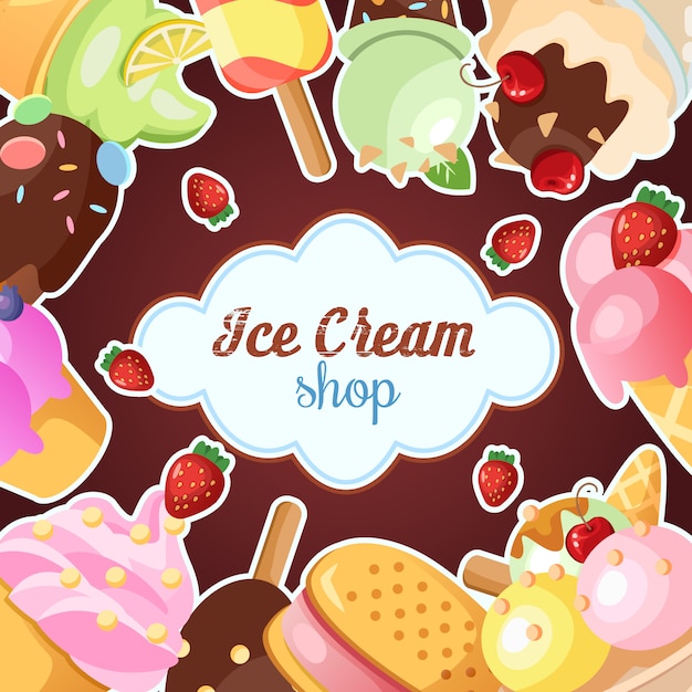 Funny ice cream background.