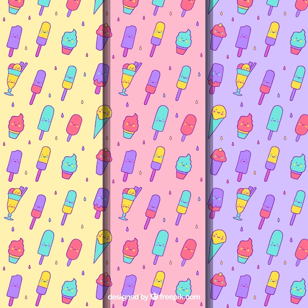 Free Vector funny ice cream pattern background