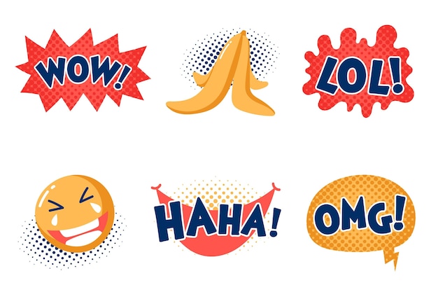 Free Vector funny lol stickers collection