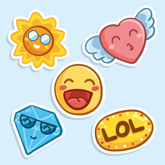 Free Vector funny lol stickers concept