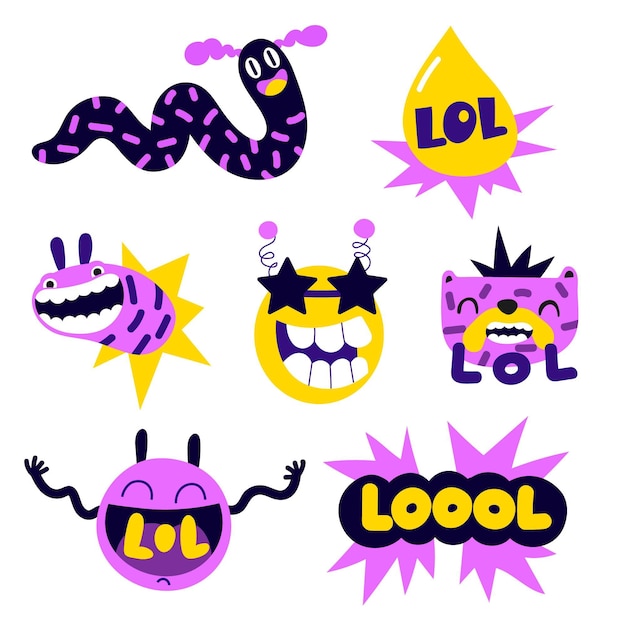 Free Vector funny lol stickers