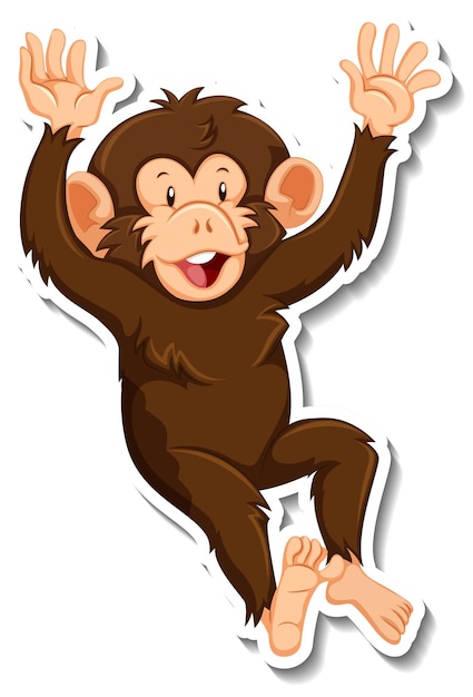 Free Vector funny monkey animal cartoon sticker