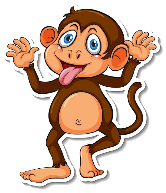 Funny monkey animal cartoon sticker