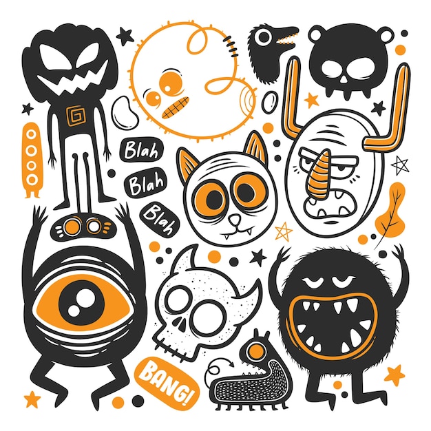 Free Vector funny monster  hand drawn doodle vector