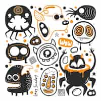 Free vector funny monster  hand drawn doodle vector