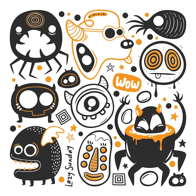 Free Vector funny monster  hand drawn doodle vector