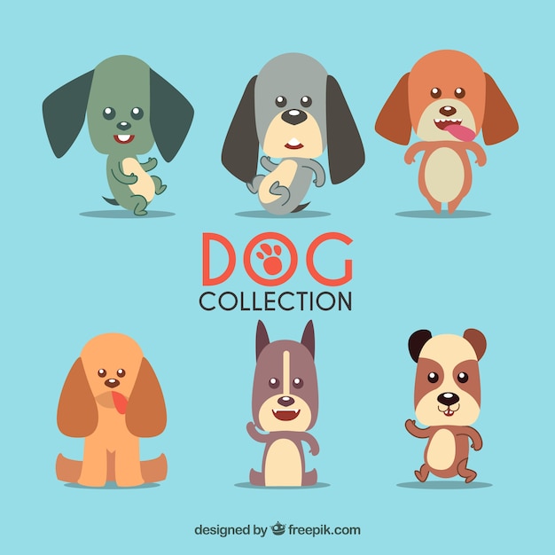 Free Vector funny pack of dogs with big heads