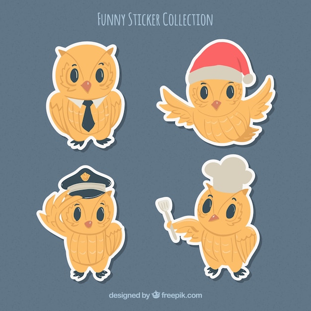 Free Vector funny pack of lovely owl stickers