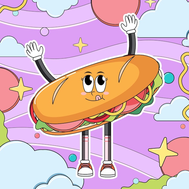 Free Vector funny sandwich cartoon character