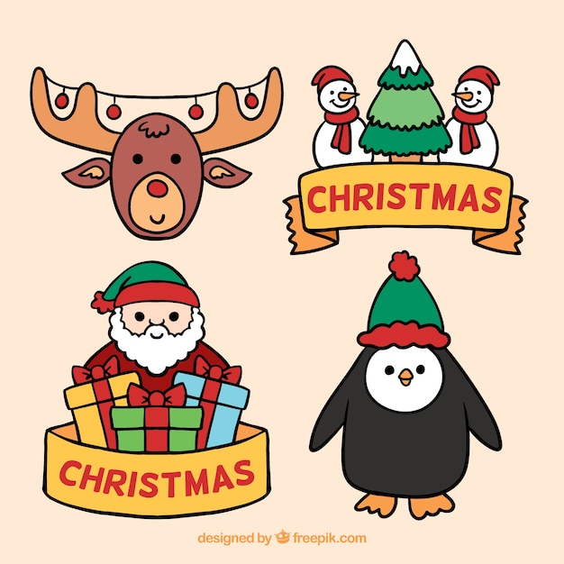 Free Vector funny set of christmas elements